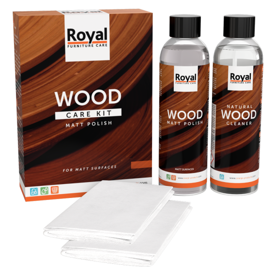 Royal 117120 RFC Matt Polish Wood Care Kit + Cleaner. schoongedaan