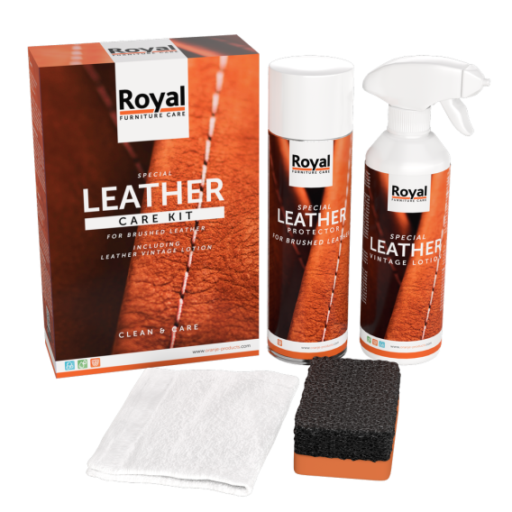 Royal 142203 RFC Leather Care Kit – Brushed & Vintage leather 500ml. schoongedaan